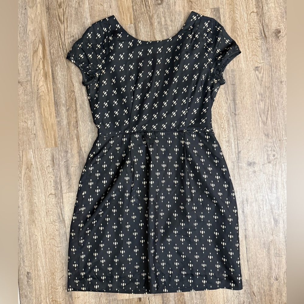 J. Crew Black and Cream Scoop Neck Fit and Flare Dress